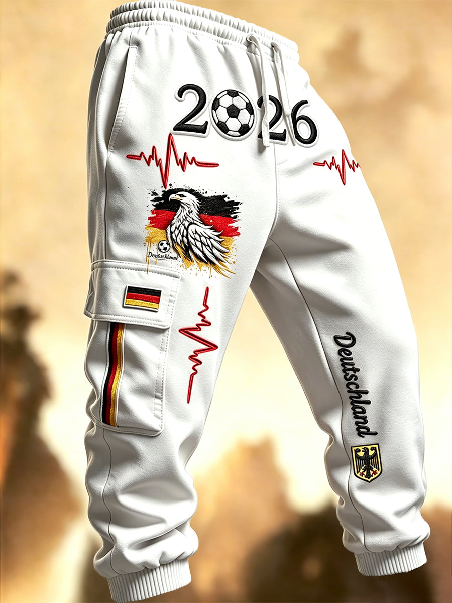 Herrenhose weiß Deutschland 2026 bedruckt lässig Sport