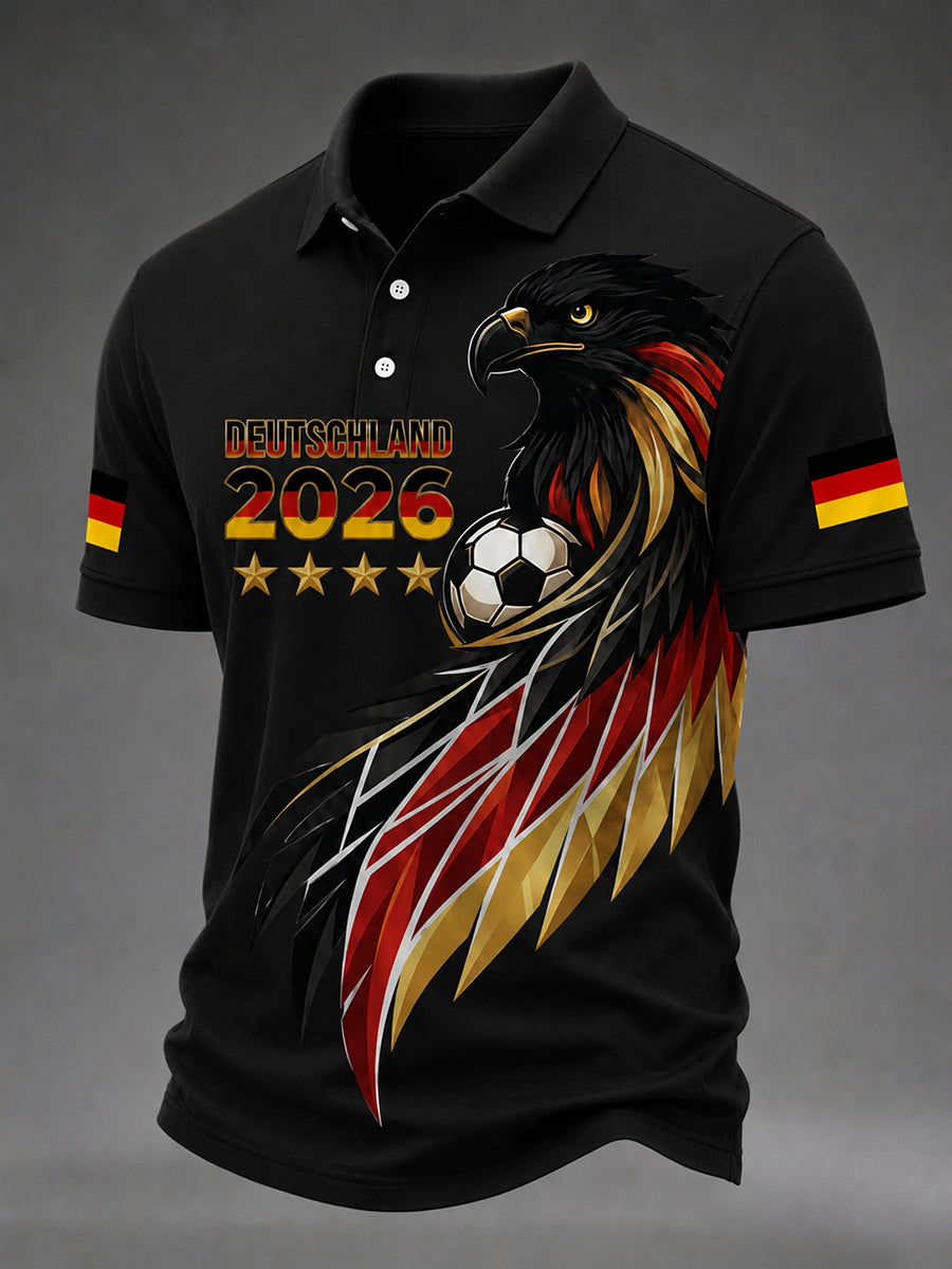 Herren-Fußballfan-T-Shirt mit deutschem Motiv, lässig geschnitten