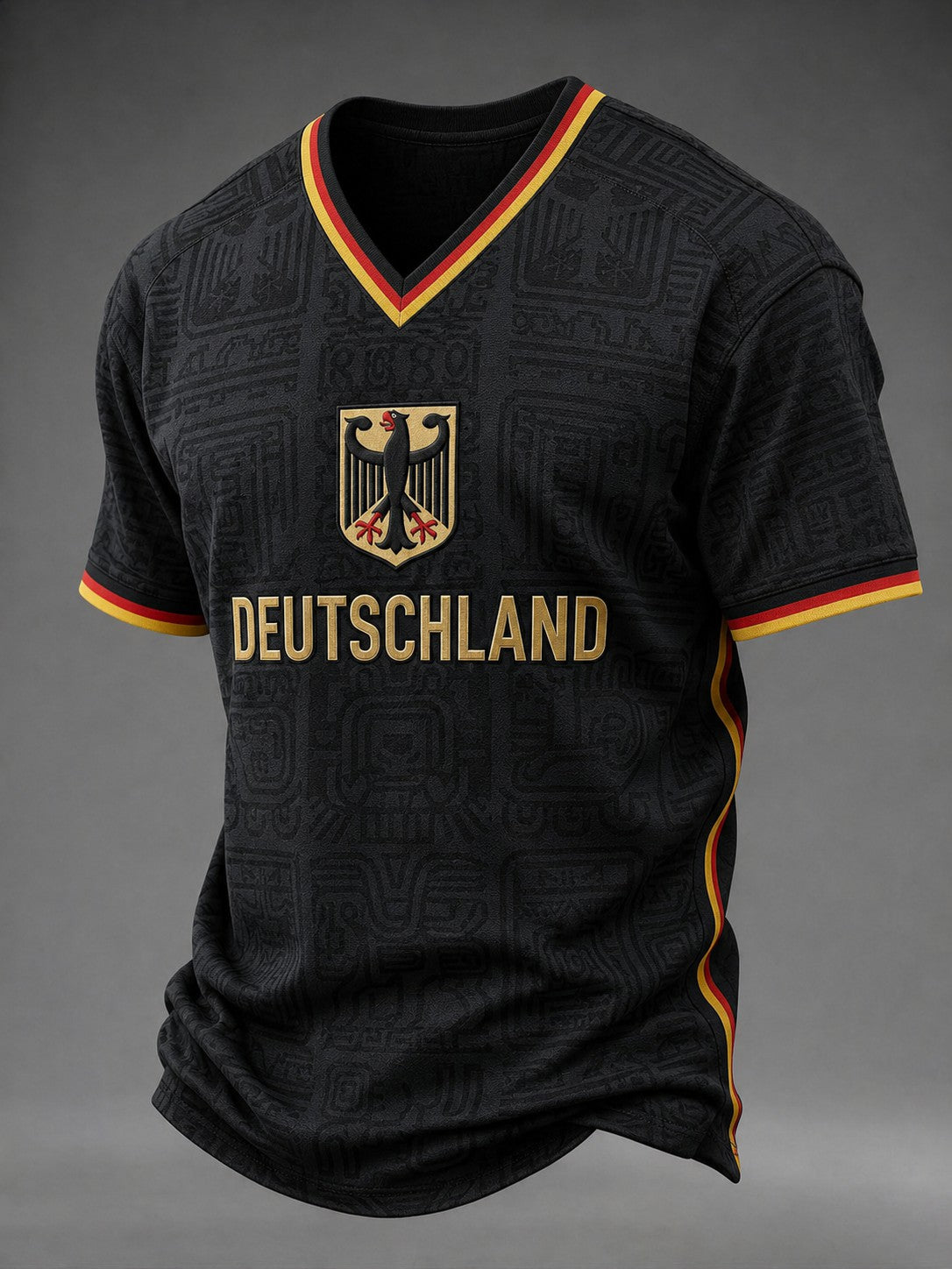 Herren-Fußball-T-Shirt aus Deutschland mit V-Ausschnitt und Aufdruck