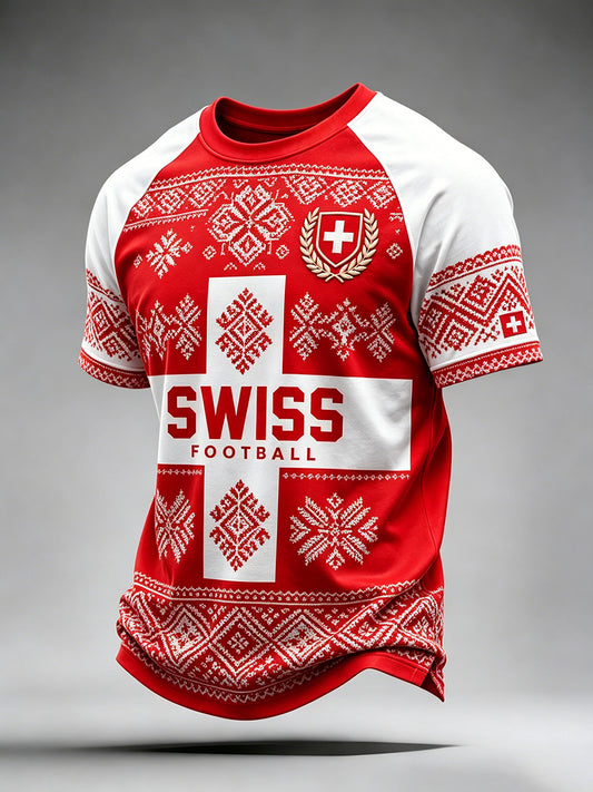 Herren-T-Shirt im Fußball-Design mit lässigem Raglanärmel und Aufdruck