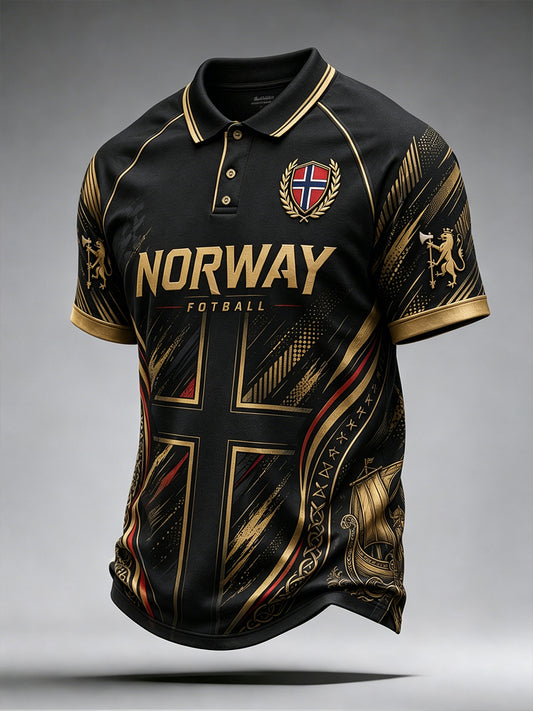 Kurzärmliges Polo-Shirt mit Raglan-Ärmel für Herren Viking Football Print