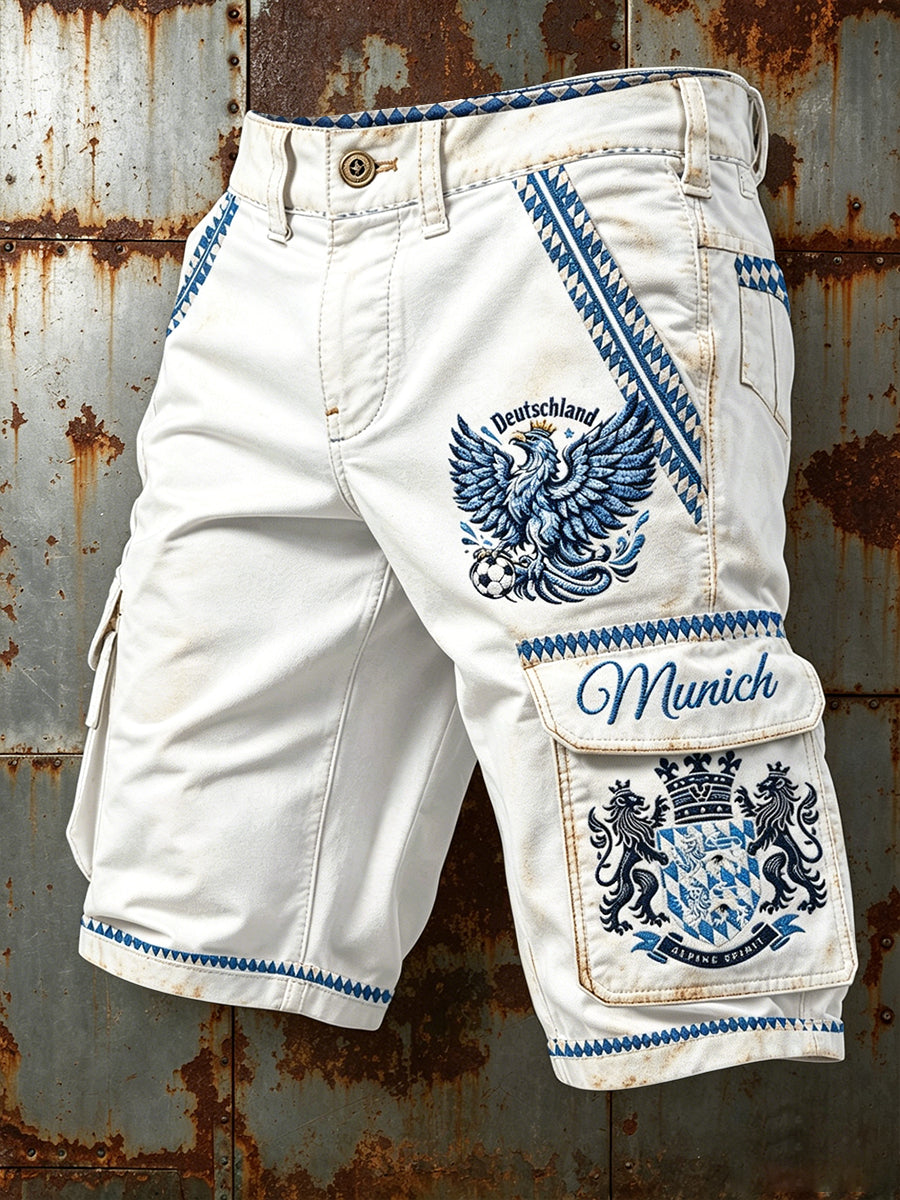 Herren Weiß Deutsch Bayer Vintage Print Freizeit arbeits shorts