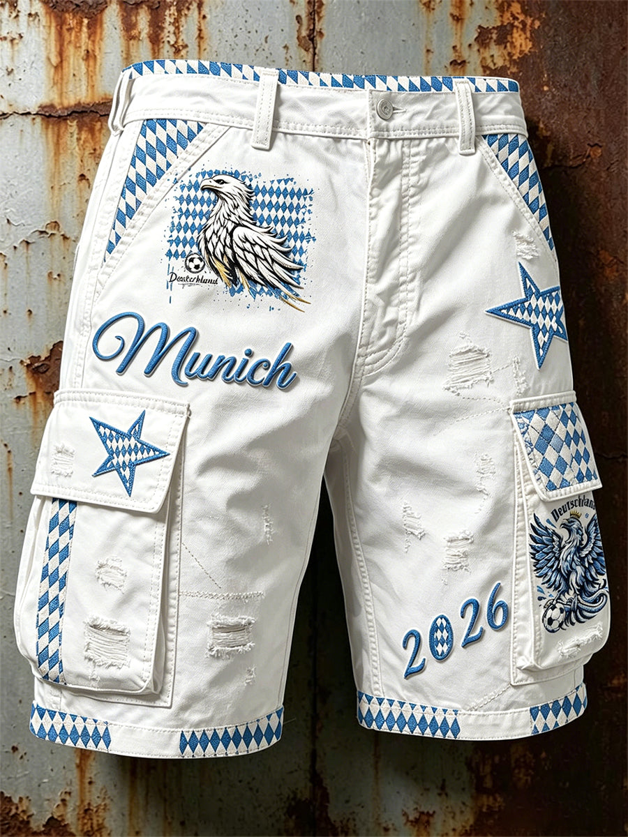 Herren Weiß Deutsch Bayerische München-Print Casual Arbeits shorts