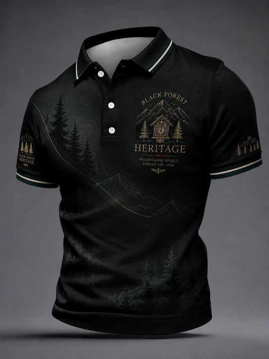 Herren-Schwarzwald-Design-Hemd mit kurzen Ärmeln