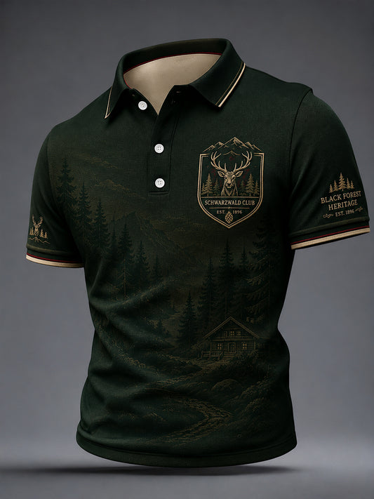 Herren-Schwarzwald-Design-Hemd mit kurzen Ärmeln