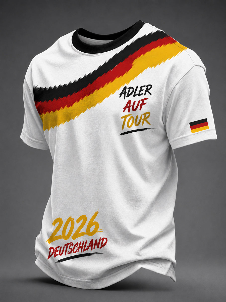 Männer Deutschland Fußball Fan Print Kurzarm T-Shirt