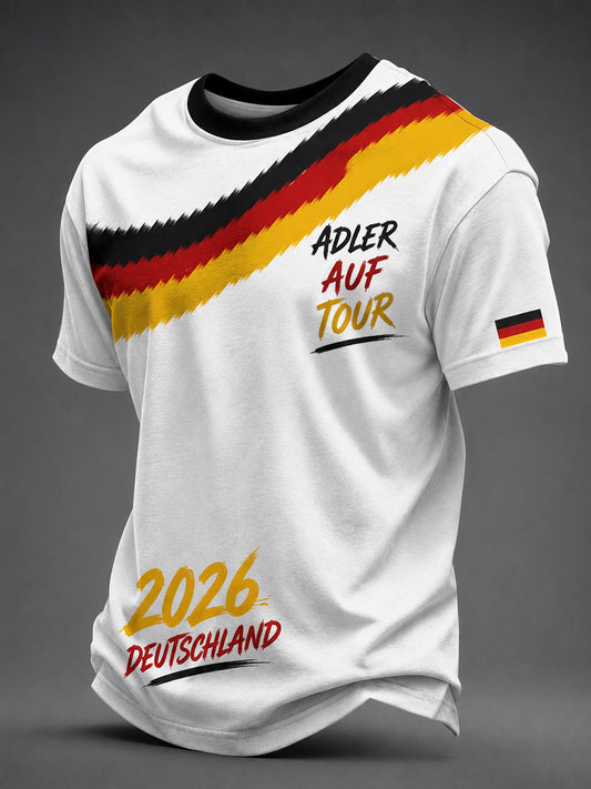 Männer Deutschland Fußball Fan Print Kurzarm T-Shirt