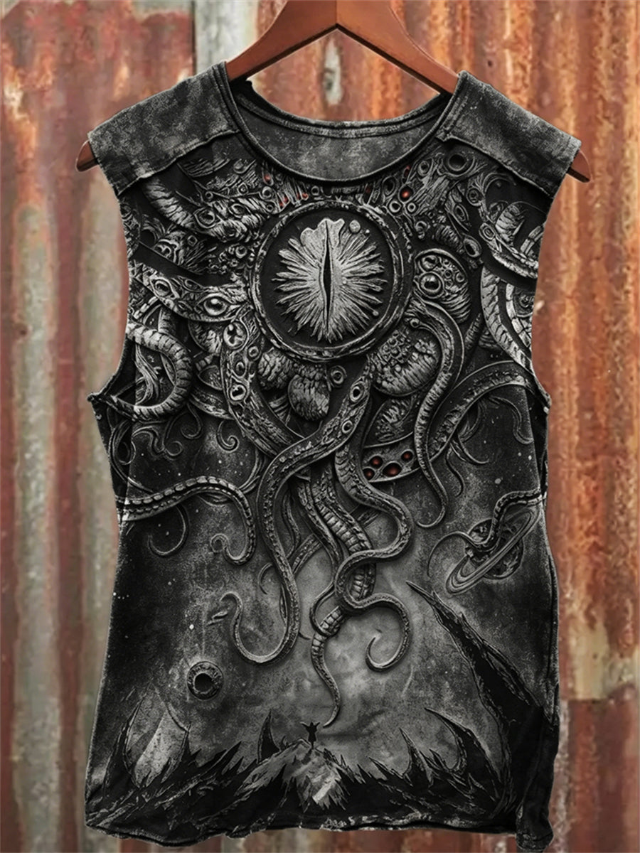 Herren-Racketweste mit Azathoth-Kunstdruck im Cthulhu-Stil