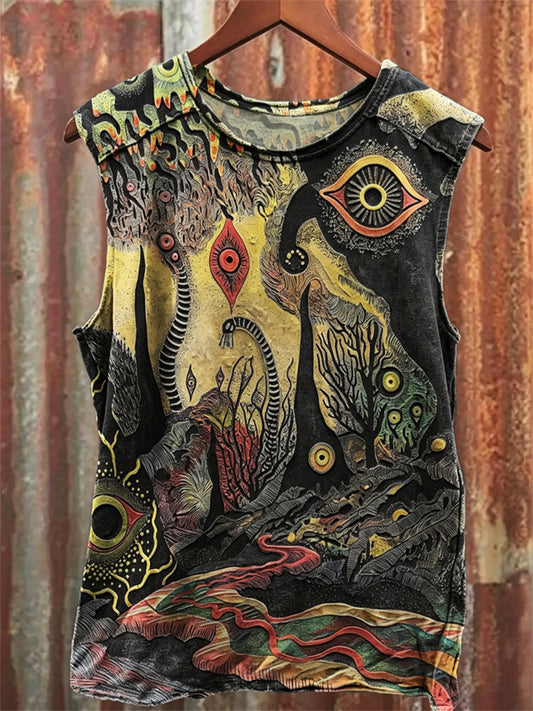 Herren-Racketweste mit von Cthulhu inspiriertem Landschafts-Art-Print