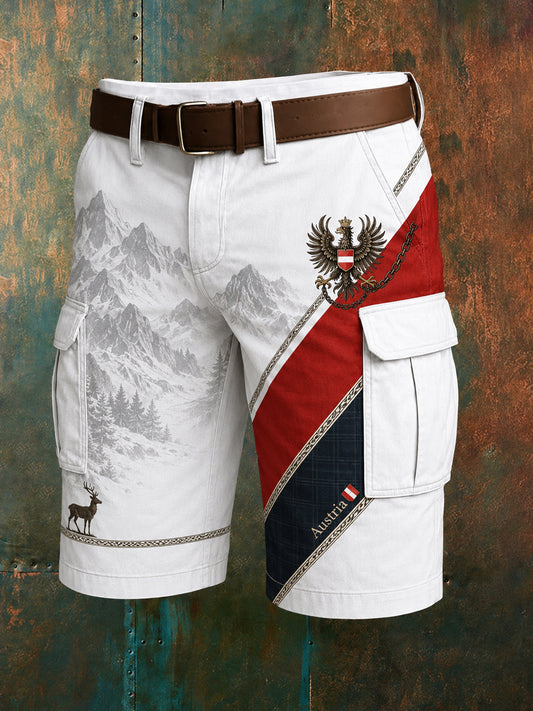 Herren-Shorts mit österreichischem Bergmotiv als Kunstdruck