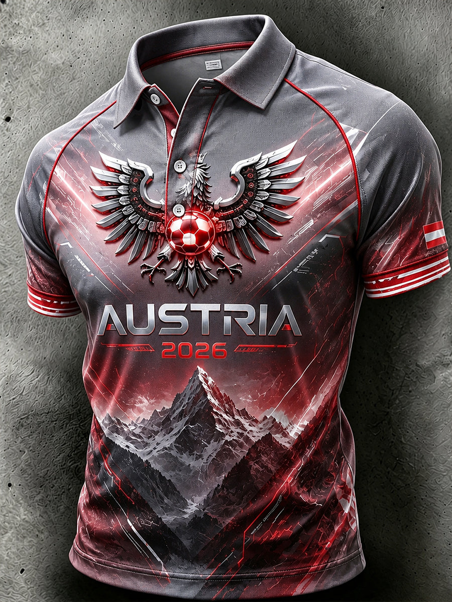Männer Österreich Fußball Print Polo Shirt