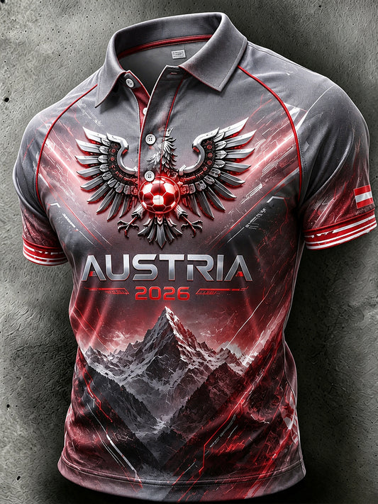 Männer Österreich Fußball Print Polo Shirt