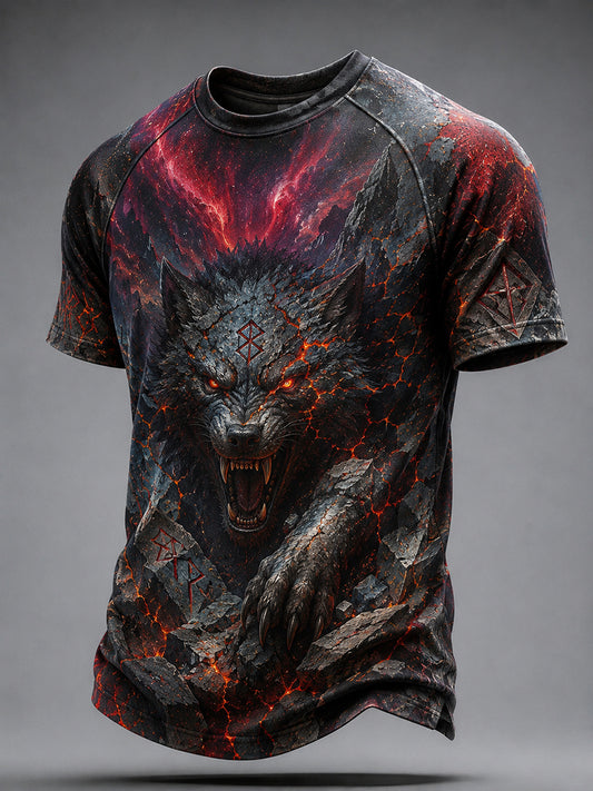 Herren-T-Shirt im Retro-Nordic-Stil mit norwegischem Kunstdruck