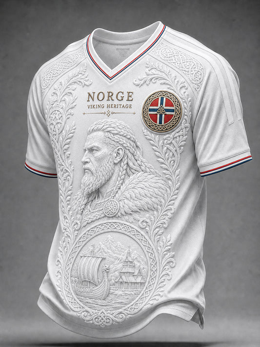 Herren-T-Shirt im Retro-Nordic-Stil mit norwegischem Kunstdruck