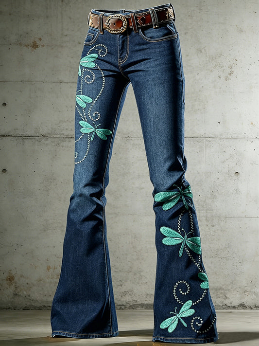 Damenhose mit Kunst- und Tiermotiv, Libellenprint, ausgestellt