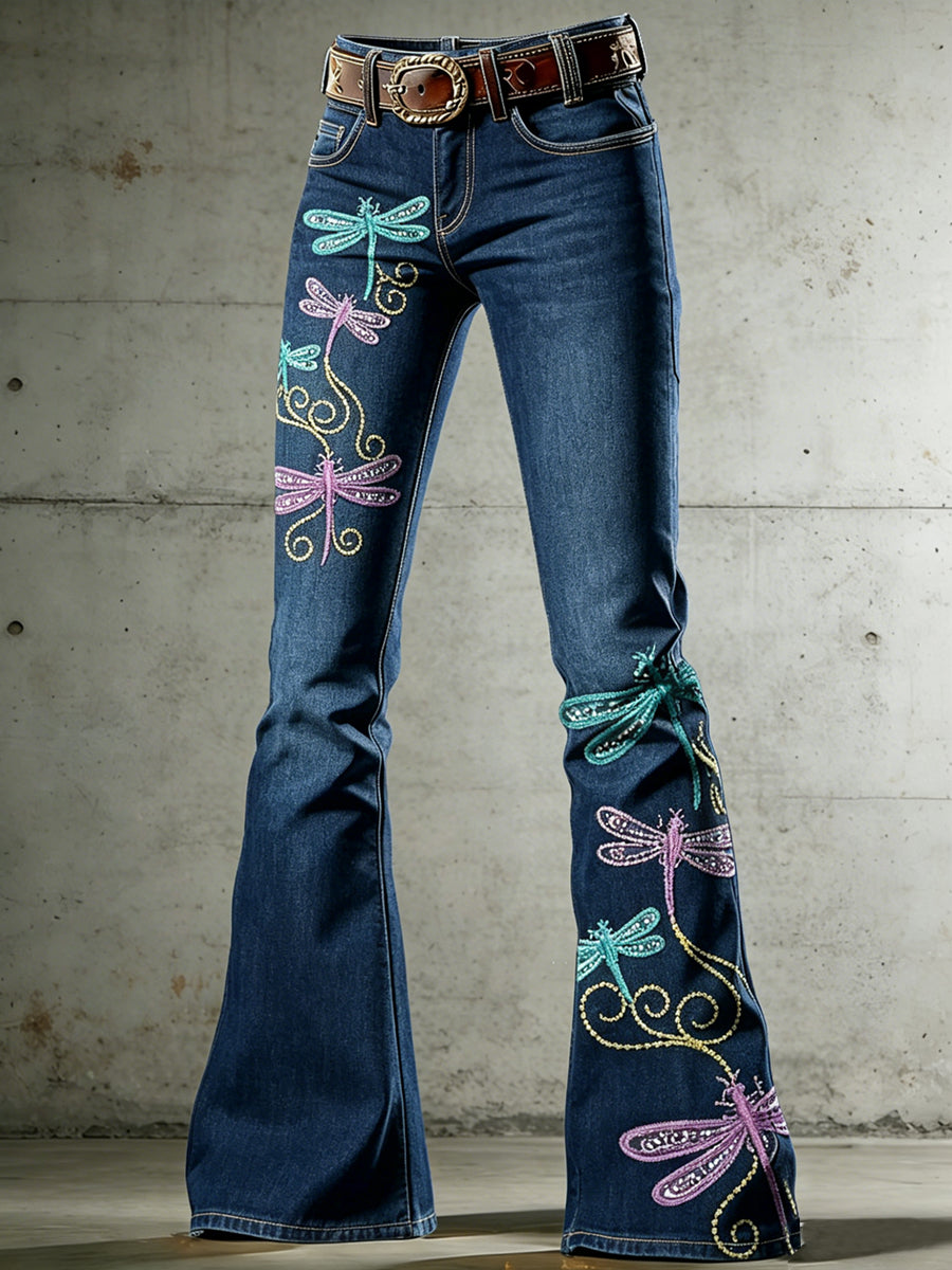 Damen-Kunst-Tier-Libellen-Print-Hosen