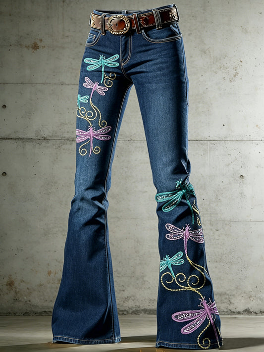 Damen-Kunst-Tier-Libellen-Print-Hosen