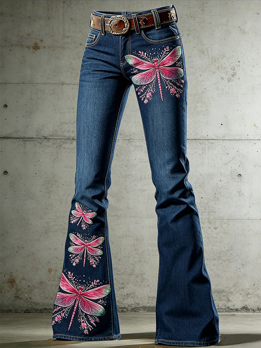 Damenhose mit Kunst- und Tiermotiv, Libellenprint, ausgestellt