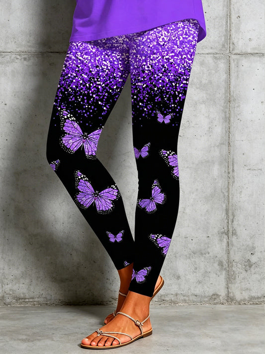 Frauen Künstlerische Tier Schmetterling bedruckte Leggings