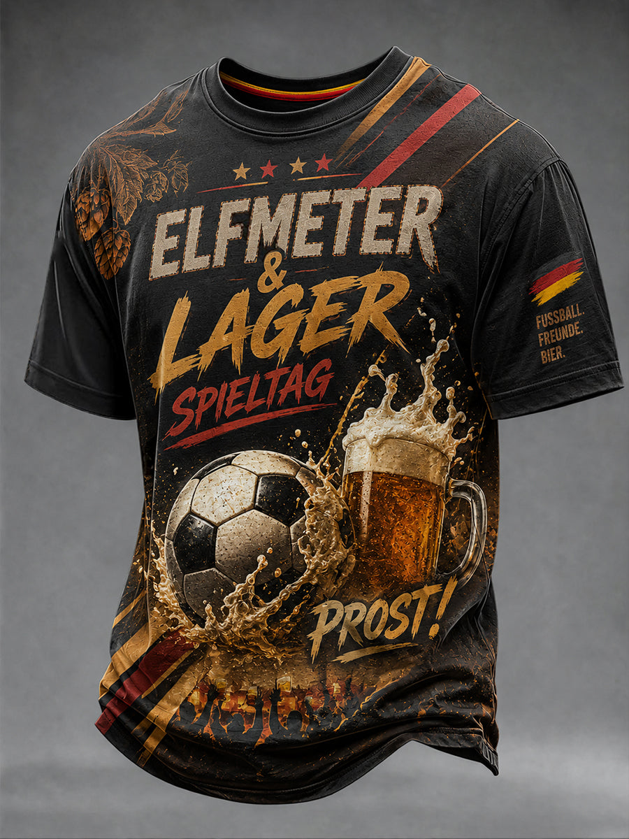 Herren-T-Shirt mit Grafik: Deutscher Fußball und Bier-Grüße