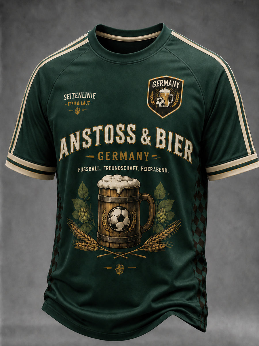 Herren-T-Shirt mit Grafik: Deutscher Fußball und Bier-Grüße