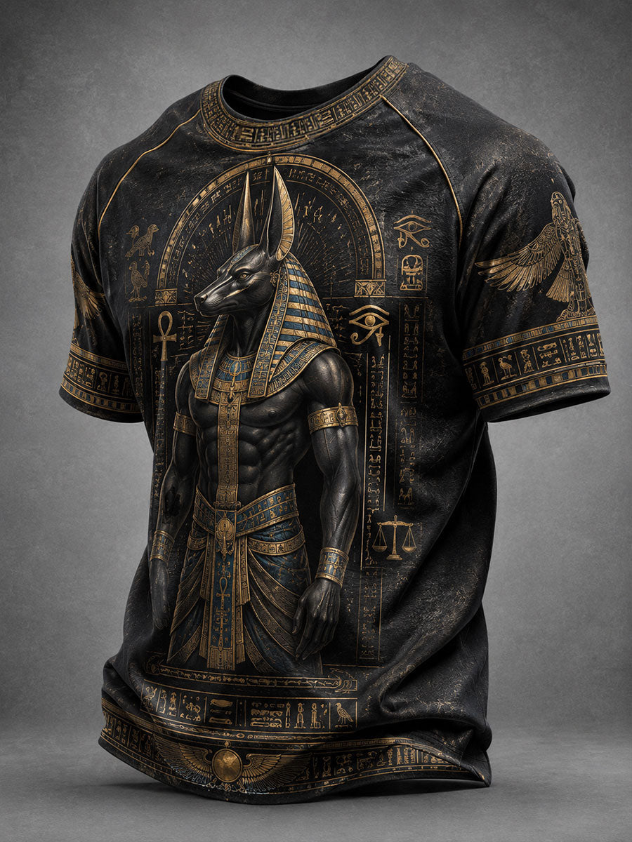Herren-T-Shirts mit altägyptischem Anubis-Design