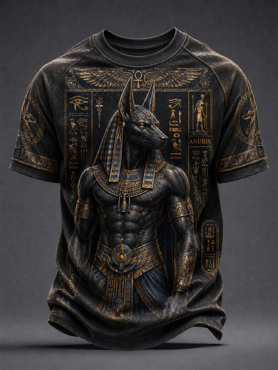 Herren-T-Shirts mit altägyptischem Anubis-Design