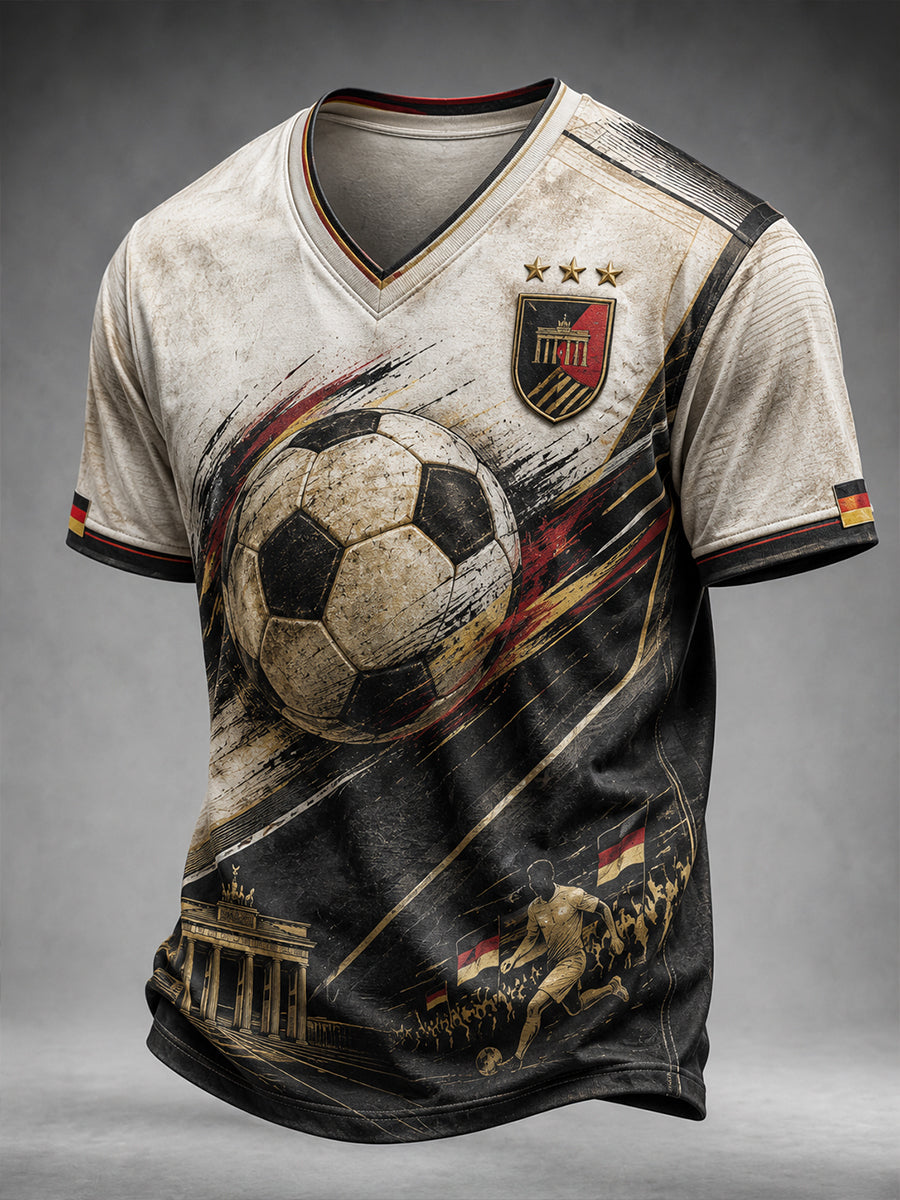 Herren-Fußball-V-Neck-T-Shirt aus Deutschland