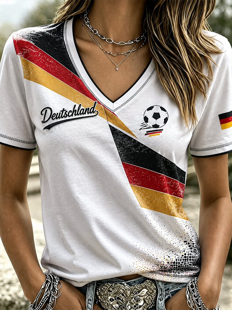 Damen-Fußball-V-Ausschnitt-T-Shirt in Deutschland