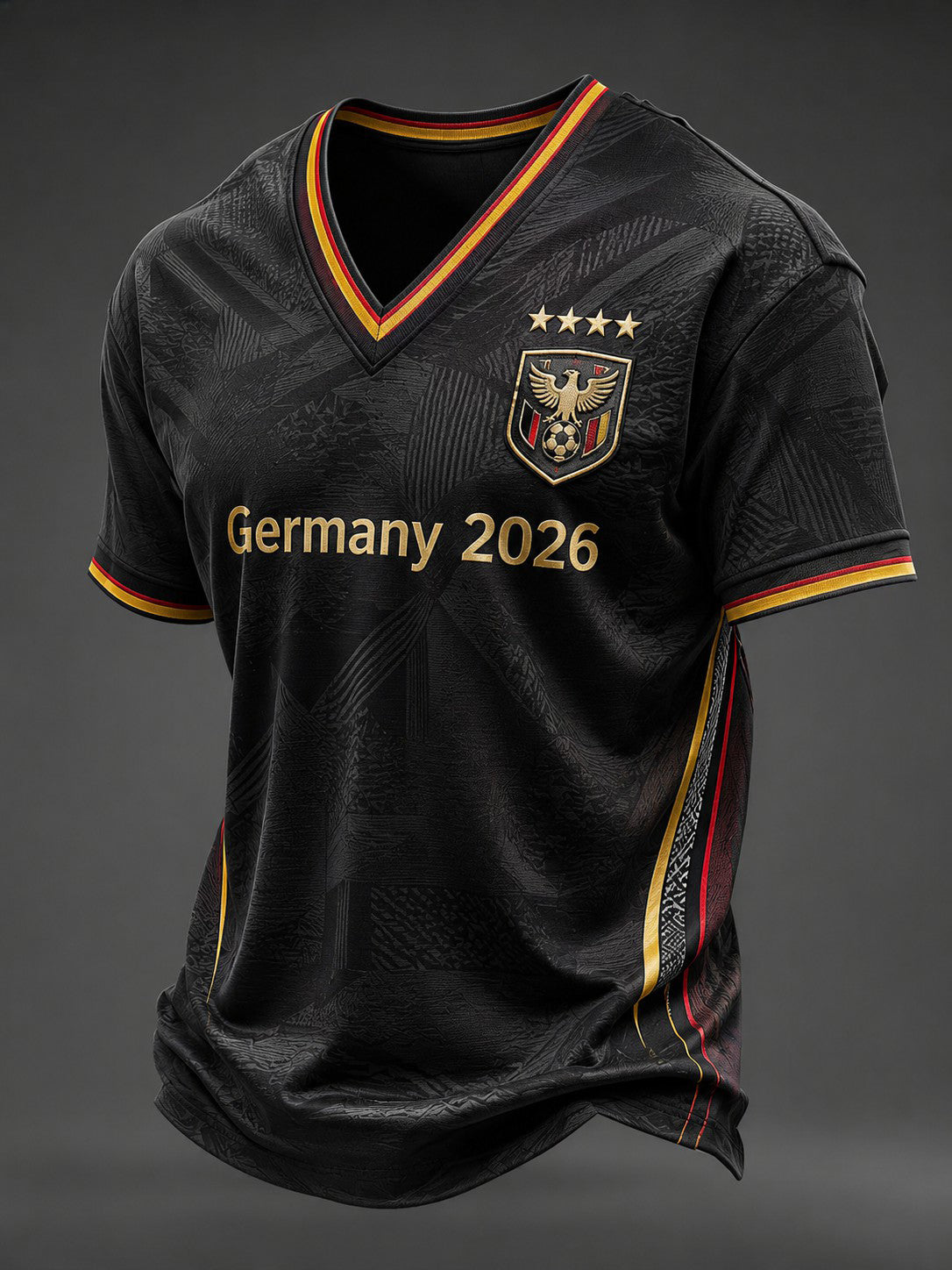Herren-Fußball-T-Shirt aus Deutschland mit V-Ausschnitt und Aufdruck