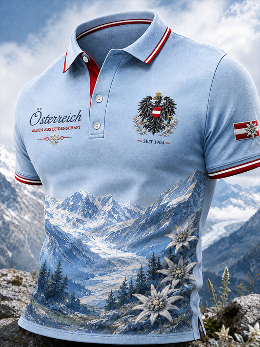 Retro-Österreich-Kunstdruck Lässiges Poloshirt
