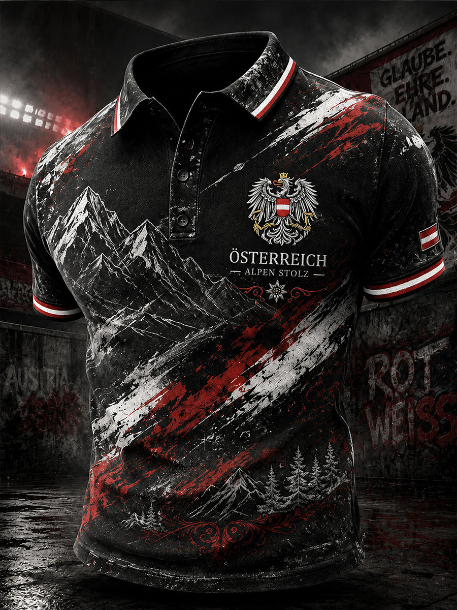 Retro-Österreich-Kunstdruck Lässiges Poloshirt