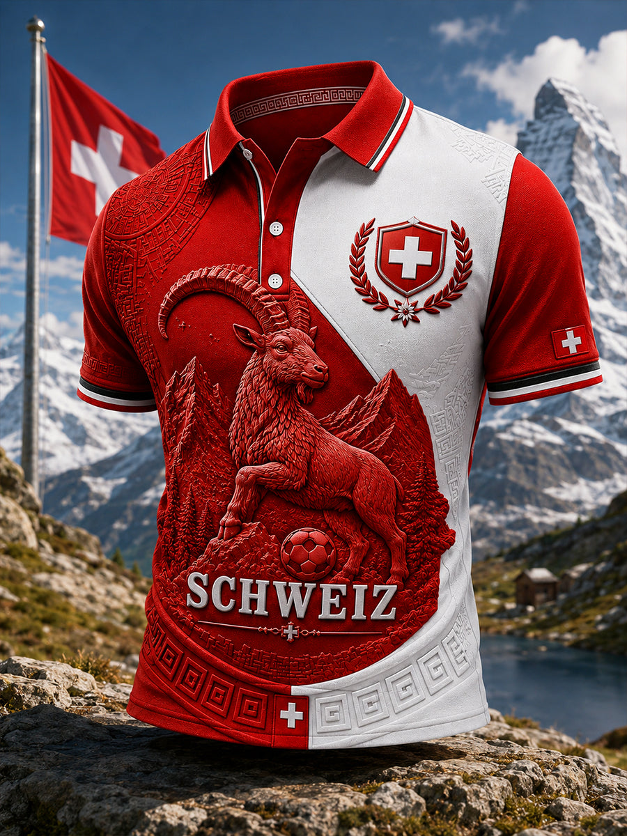 Retro-Schweizer Fußball-Fan‑Art‑Print lässiges Trikot