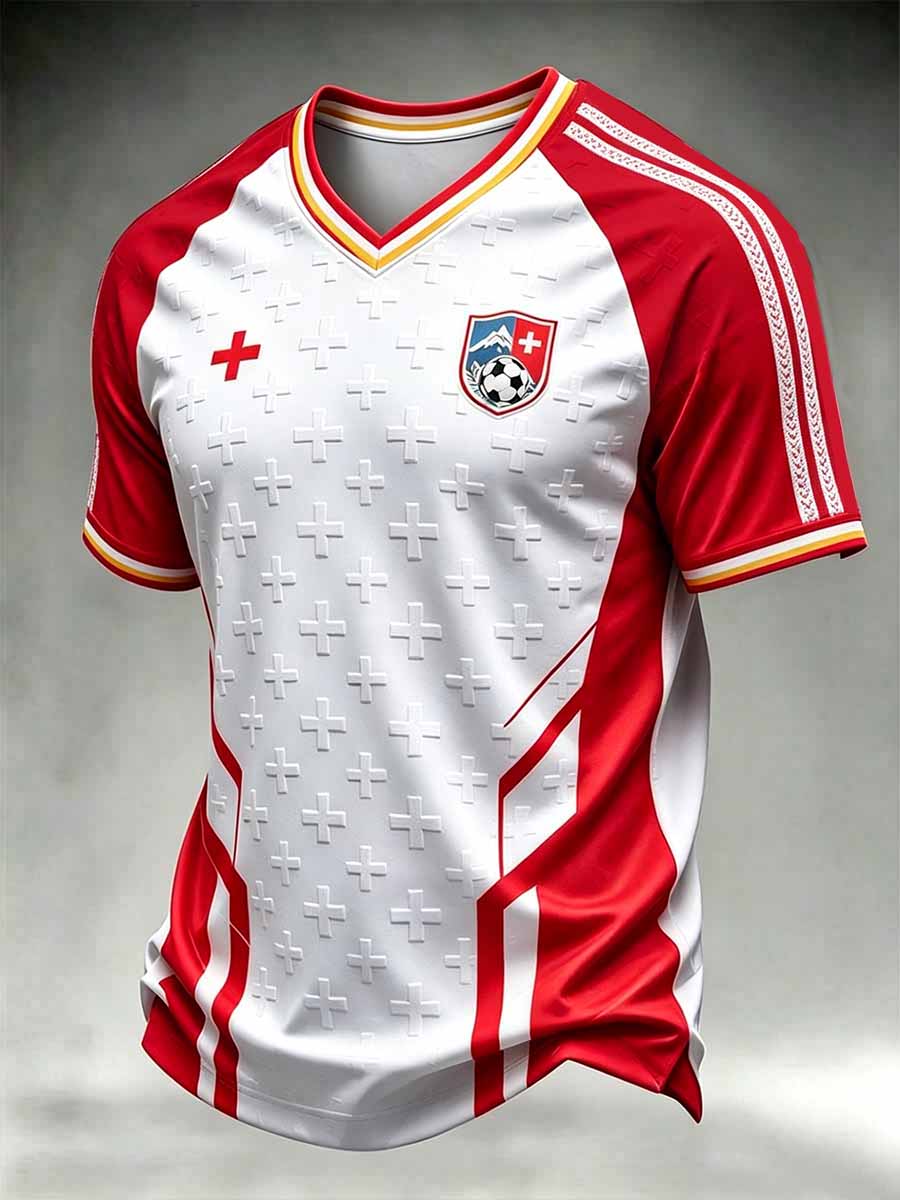 Männer Schweizer Fußball Print T-Shirt