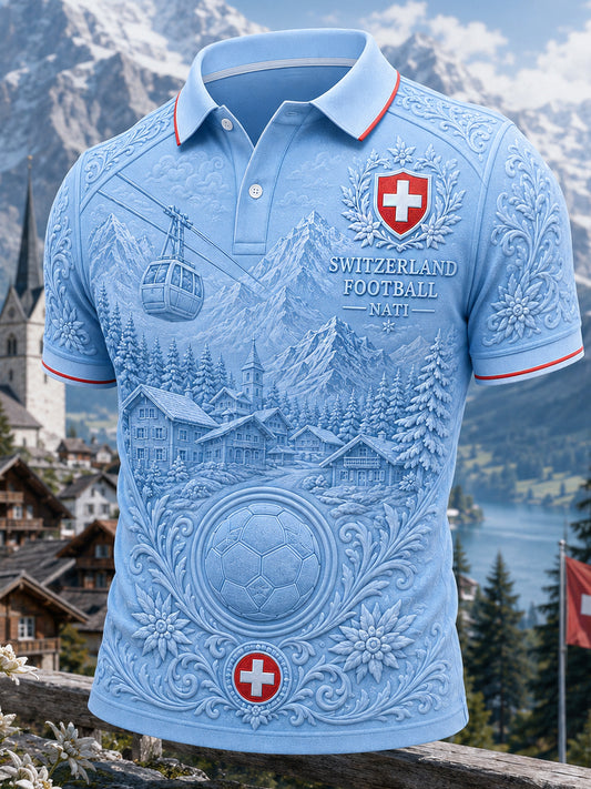 Retro-Schweizer Fußball-Fan‑Art‑Print lässiges Trikot