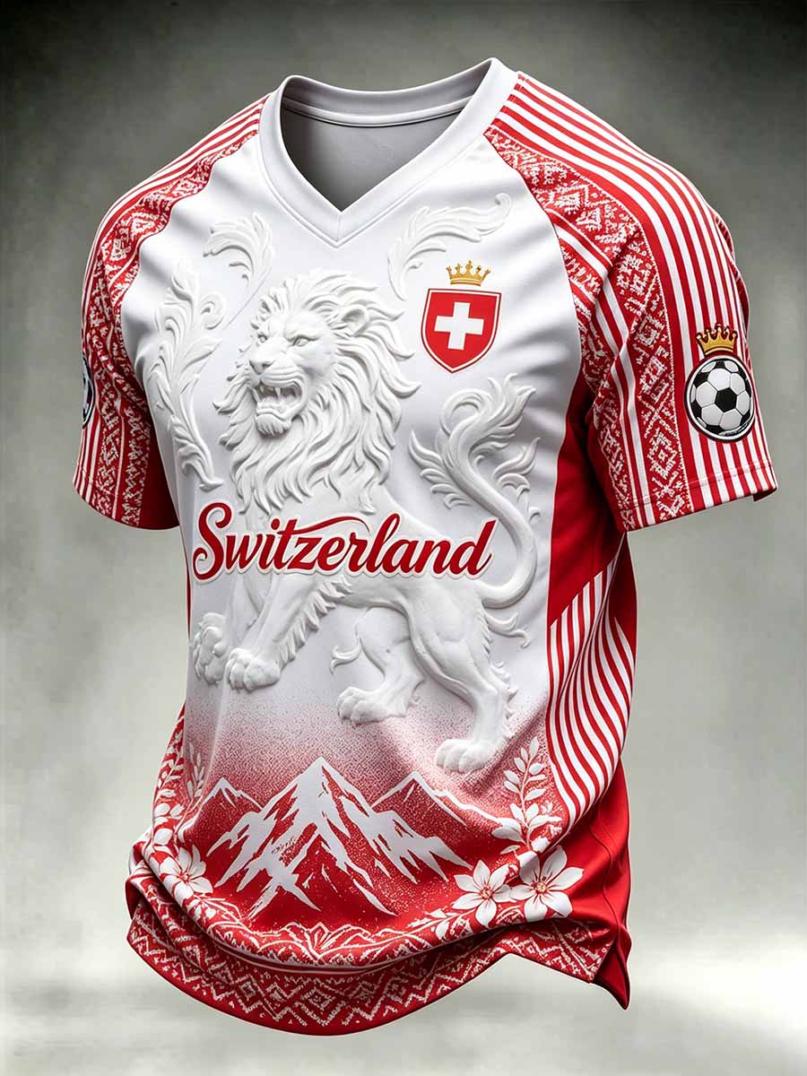 Herren-T-Shirt mit Schweizer Muster