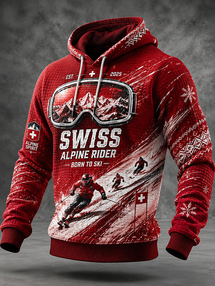 Damen-Skisport-Waffelpullover mit Druck