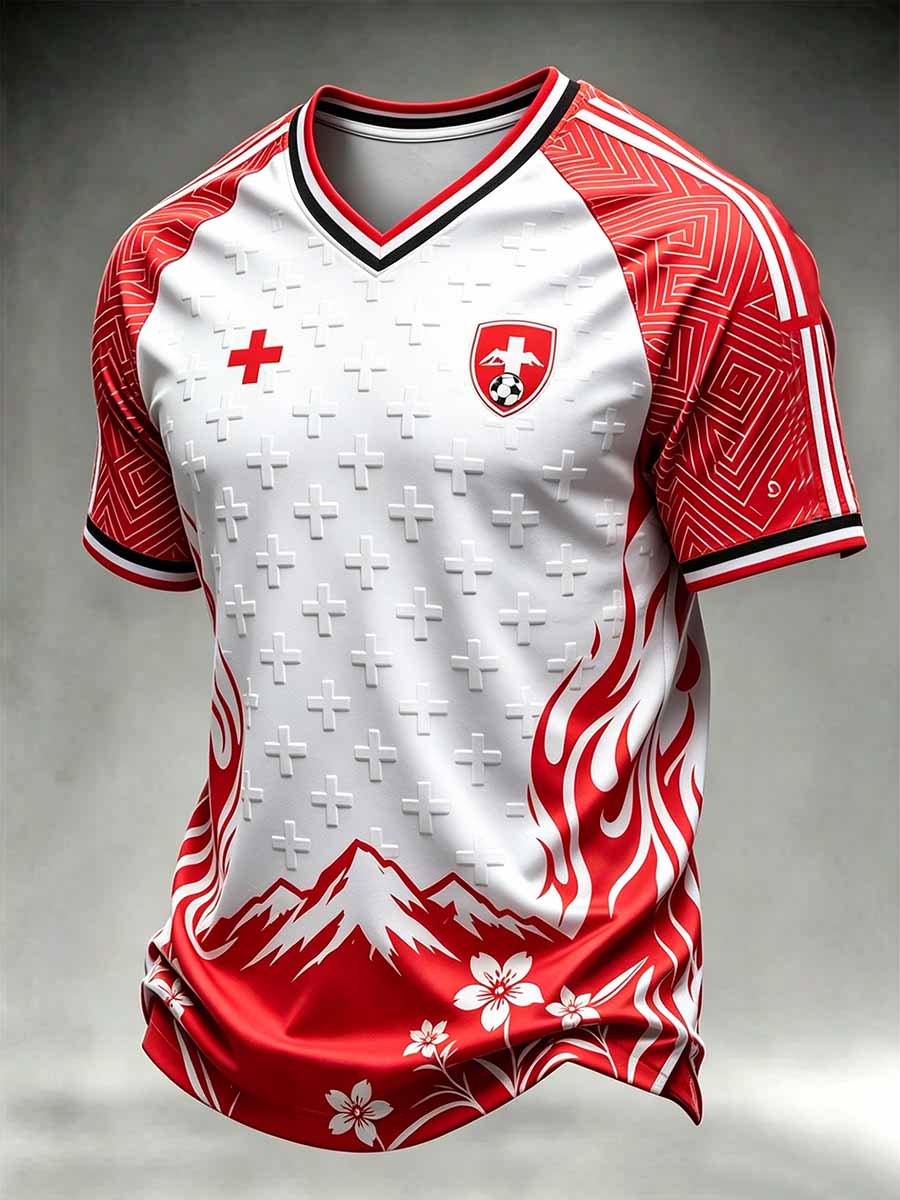 Herren-T-Shirt mit Schweizer Fußball-Print