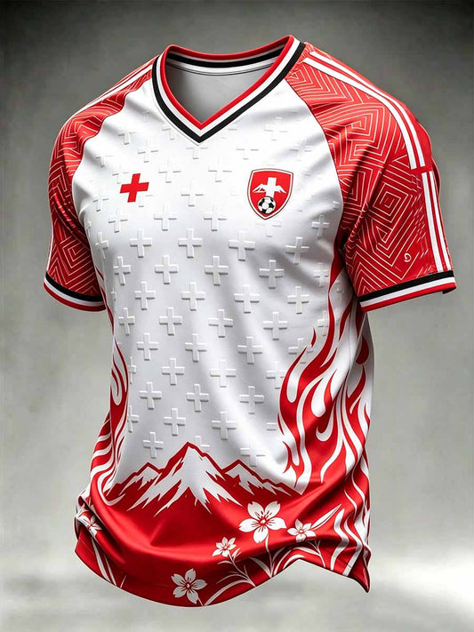Herren-T-Shirt mit Schweizer Fußball-Print