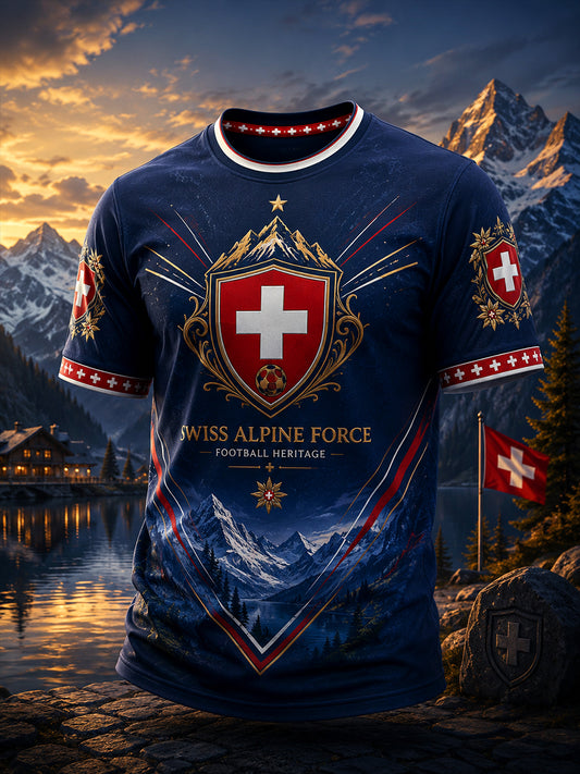 Retro-Schweizer Fußball-Fan‑Art‑Print lässiges Trikot
