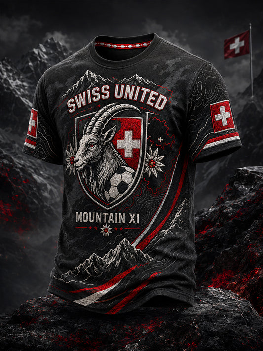 Retro-Schweizer Fußball-Fan‑Art‑Print lässiges Trikot