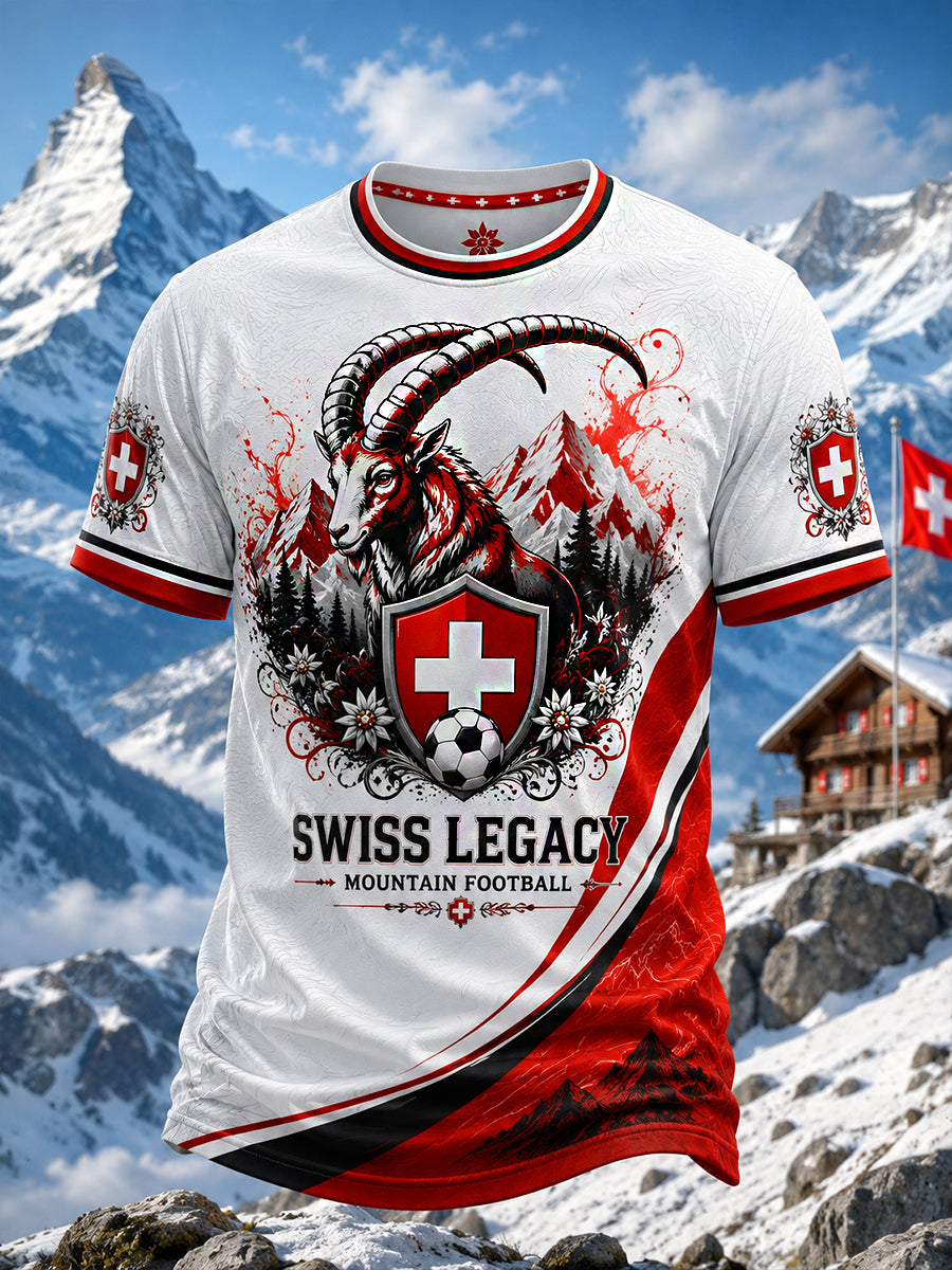 Retro-Schweizer Fußball-Fan‑Art‑Print lässiges Trikot