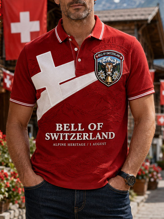 Herren-Schweizer Stolz-1.-August-Kunstdruck-Lässige Oberteile