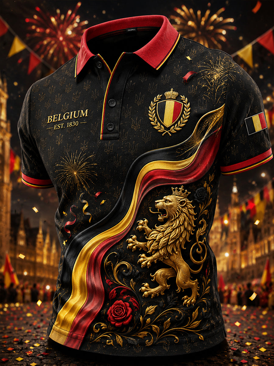 Bedrucktes Kurzarm-Polos hirt zum National feiertag der Männer