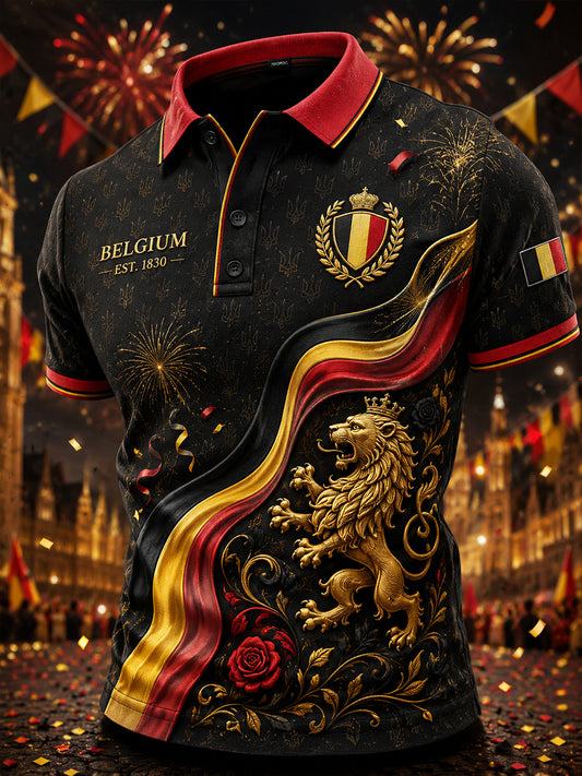 Bedrucktes Kurzarm-Polos hirt zum National feiertag der Männer