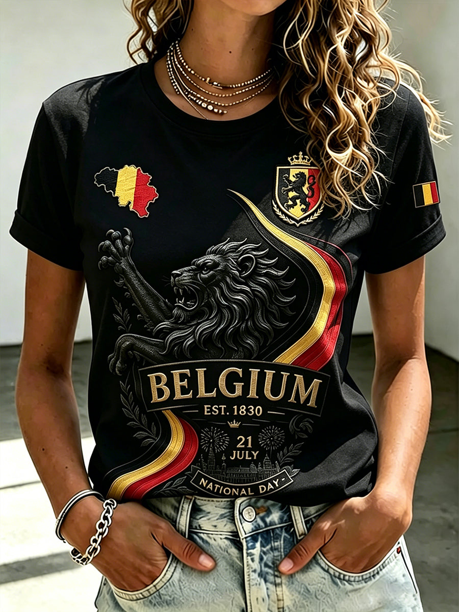 Frauen National feiertag Bedrucktes kurz ärmel iges T-Shirt