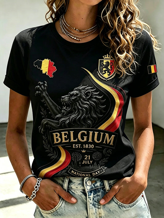 Frauen National feiertag Bedrucktes kurz ärmel iges T-Shirt