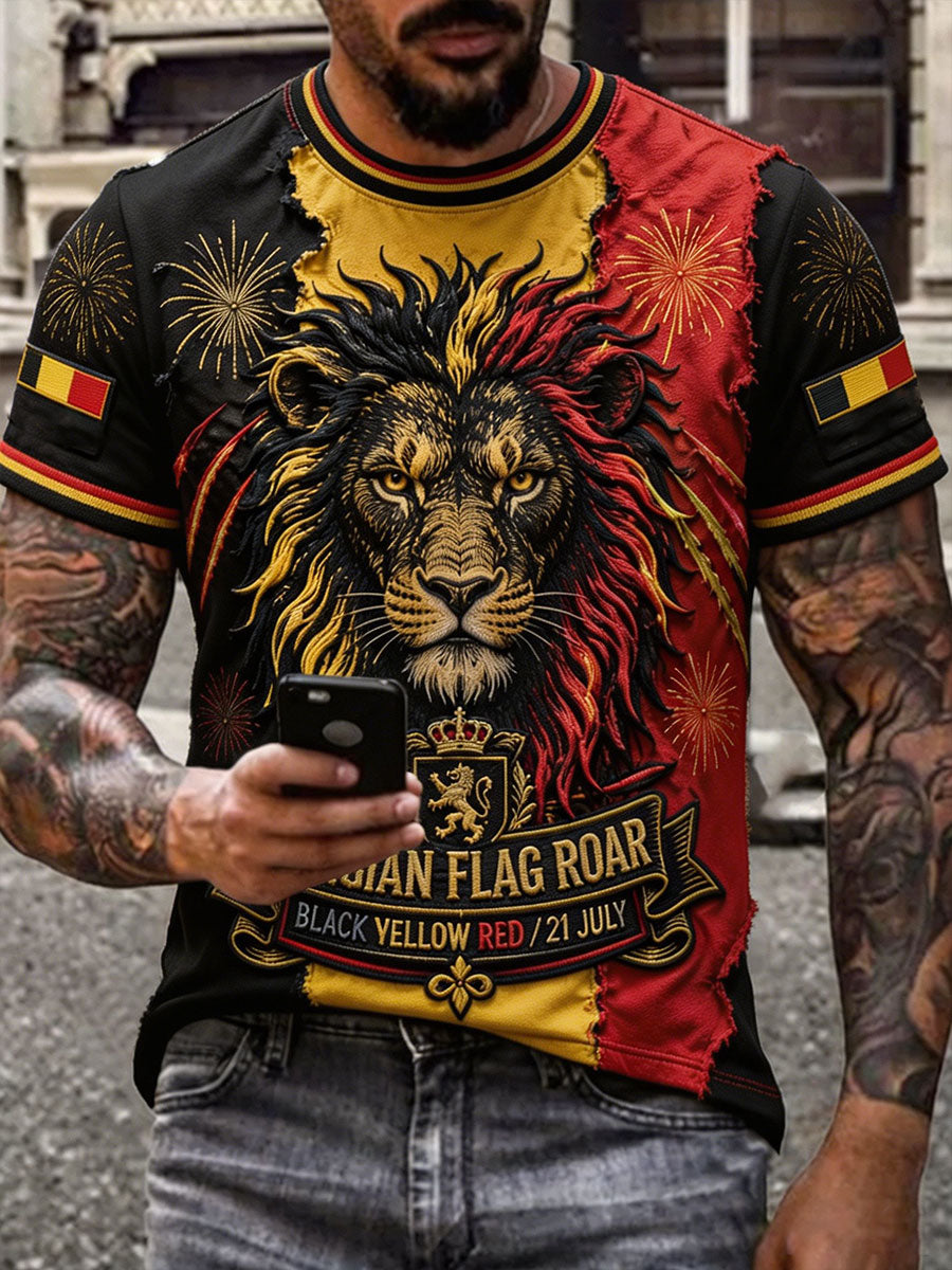 Herren-T-Shirt mit belgischem Nationaltag, 21. Juli, bedruckt
