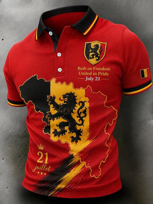 Herren-Poloshirt mit kurzen Ärmeln zum Nationalfeiertag