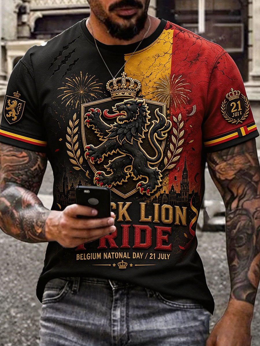 Herren-T-Shirt mit belgischem Nationaltag, 21. Juli, bedruckt